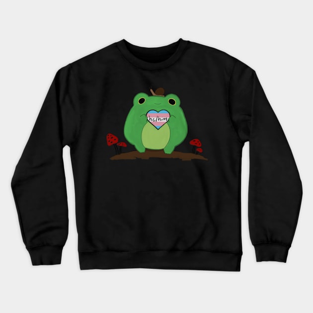 Pronoun Frog He Him Trans Crewneck Sweatshirt by AchillesHelios